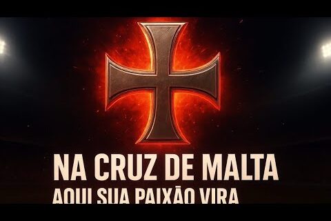 Imagem da cruz de Malta com efeito de fogo avermelhado ao fundo, transmitindo força e paixão.