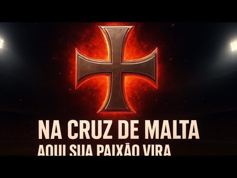 Imagem da cruz de Malta com efeito de fogo avermelhado ao fundo, transmitindo força e paixão.