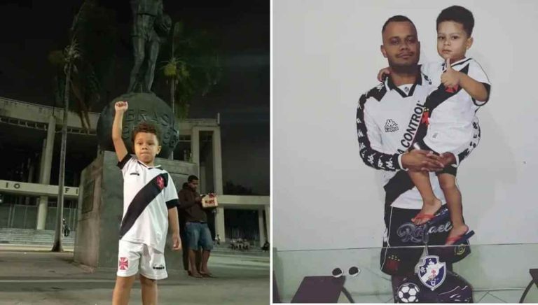 Edmundo da Gama, torcedor do Vasco, ao lado do pai