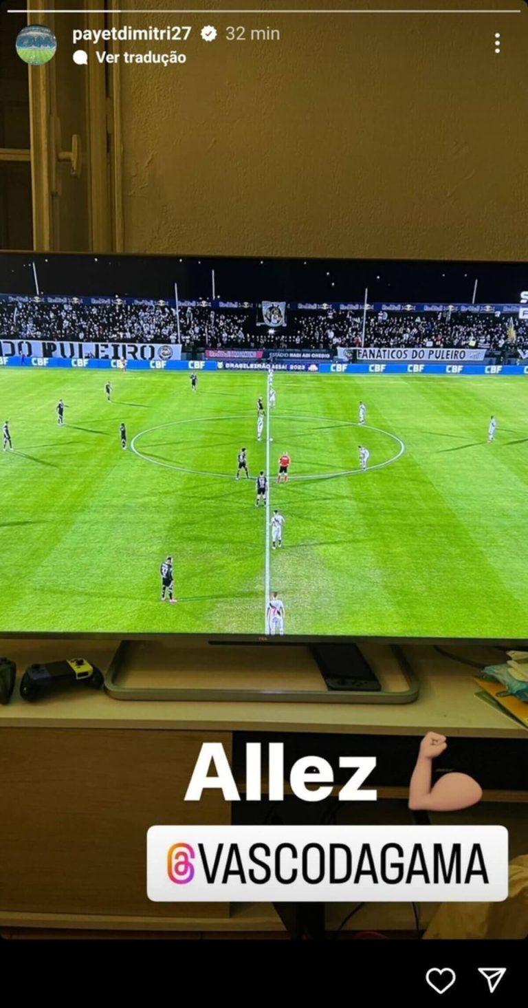 Payet posta assistindo à Bragantino x Vasco