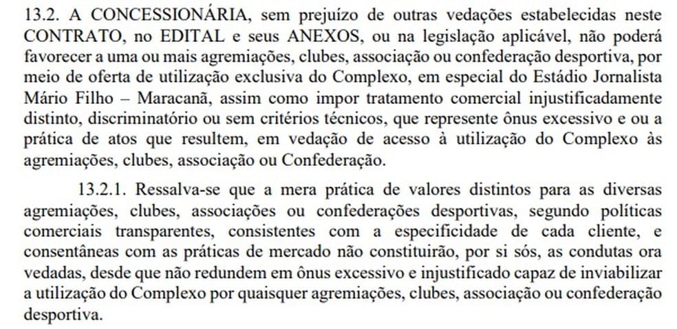 Confira trecho do edital atual da licitação do Maracanã — Foto: Reprodução