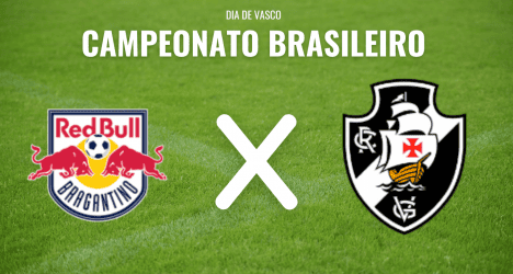 Redbull bragantino x vasco imagem de logos times de futebol Partida do Campeonato Brasileiro entre Red Bull Bragantino e Vasco da Gama, com os escudos dos times exibidos sob um fundo de campo de futebol verde vibrante. Relevância: alto, pois promove a partida de Campeonato Brasileiro entre times populares.