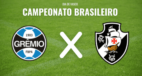 Ícone do Gremeio e Vasco em fundo de gramado.