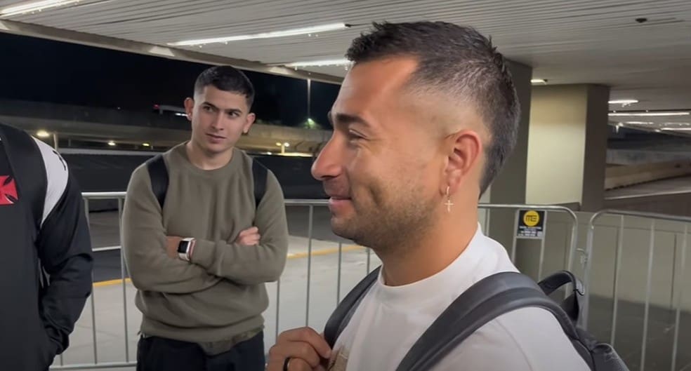 Jean Meneses chega ao Rio de Janeiro para fechar com o Vasco — Foto: Reprodução/BTB