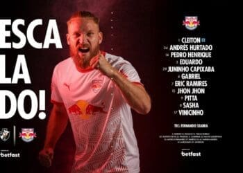 Confira a formação do Red Bull Bragantino para a partida contra o Vasco; ex-jogador do Vasco, Praxedes está entre as opções no banco.