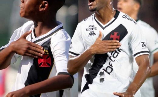 Rostos de jogadores do Vasco em comemoração.