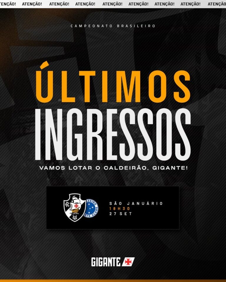 Ingressos para o jogo do Vasco, destaque no banner.