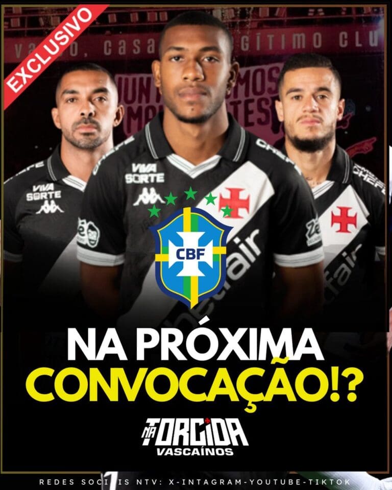 Jogadores do Vasco com uniforme preto, frente, com o escudo da seleção brasileira.