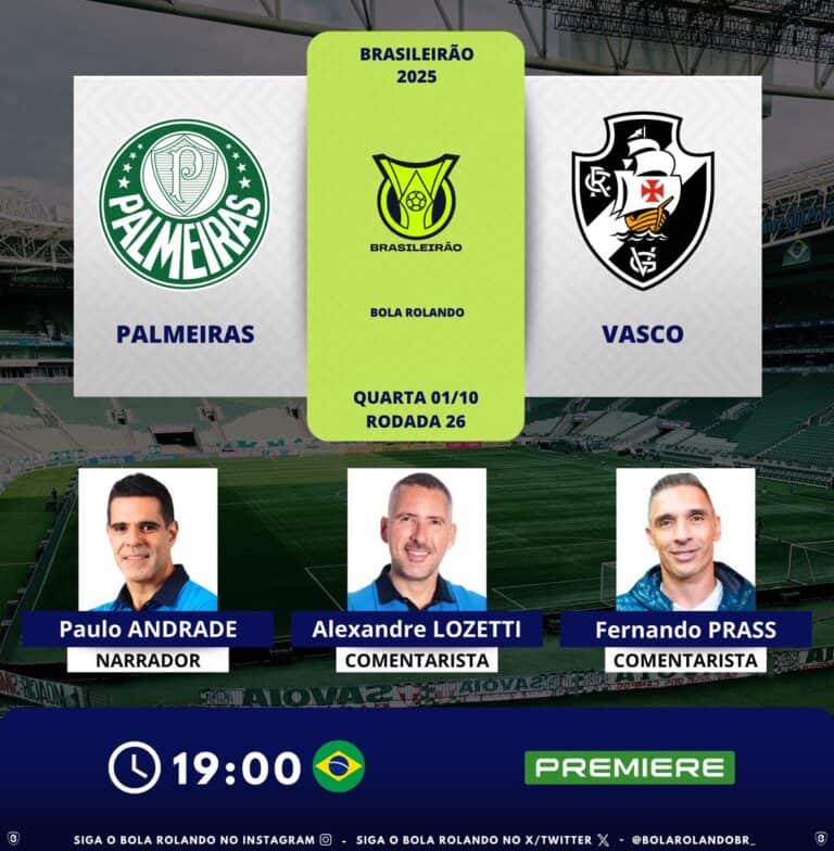 Palmeiras e Vasco enfrentam-se na rodada 26 do Brasileirão 2025.
