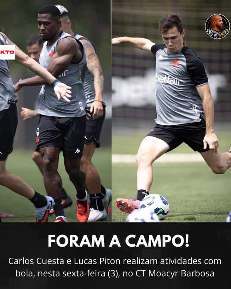 Treinamento de jogadores do Vasco com bola.