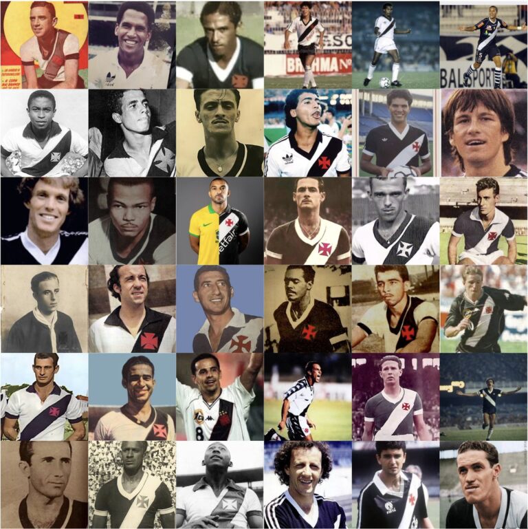 Jogador de futebol em uniforme do Vasco.