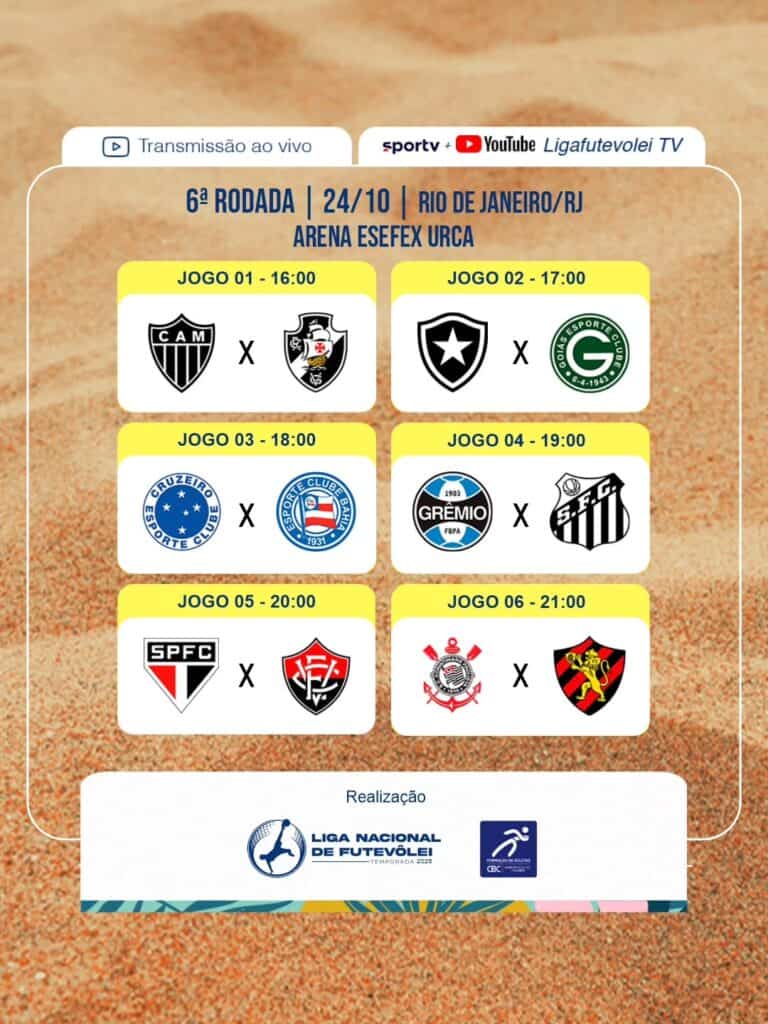 Partida de futebol com logos dos times.