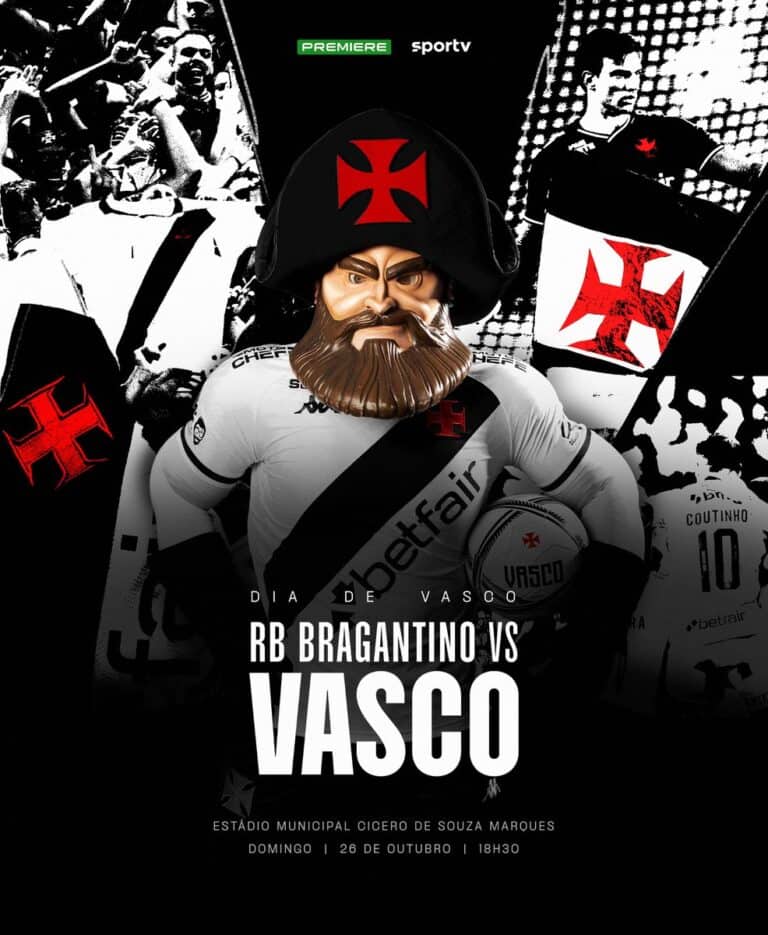 Vasco com escudo e torcida ao fundo.