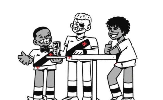 Vasco da Gama com amigos, rindo com comemoração.