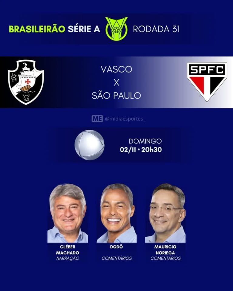 Vasco e São Paulo em destaque com logo de times brasileiros.