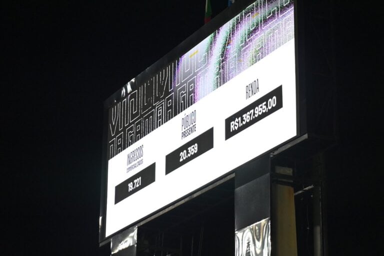Ingressos vendidos e receita do evento no telão do estádio MeuVasco.