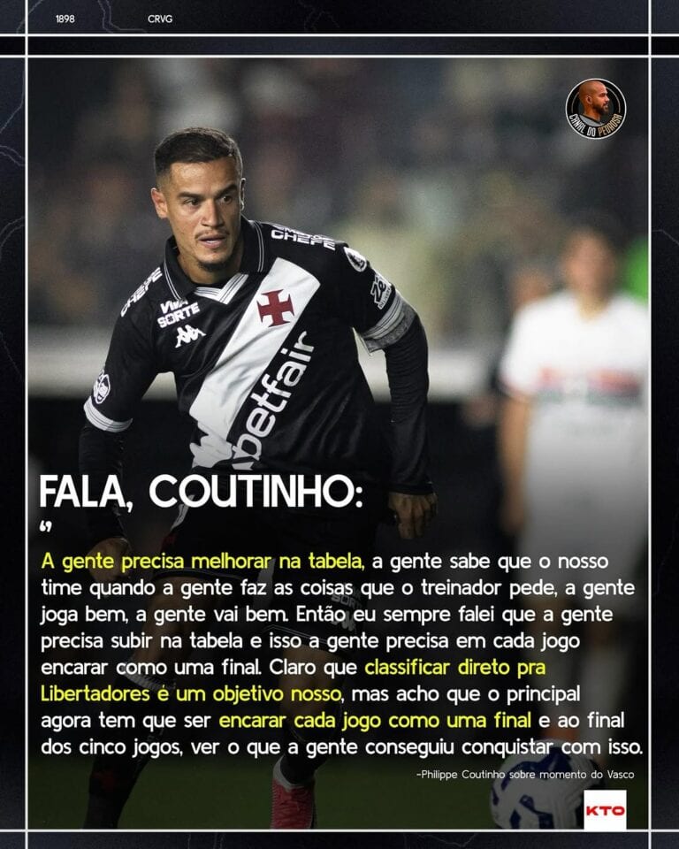 Coutinho jogando pelo Vasco, uniforme preto e branco.