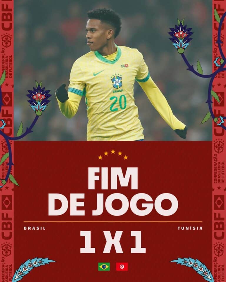 Jogador de futebol com uniforme amarelo do Brasil.