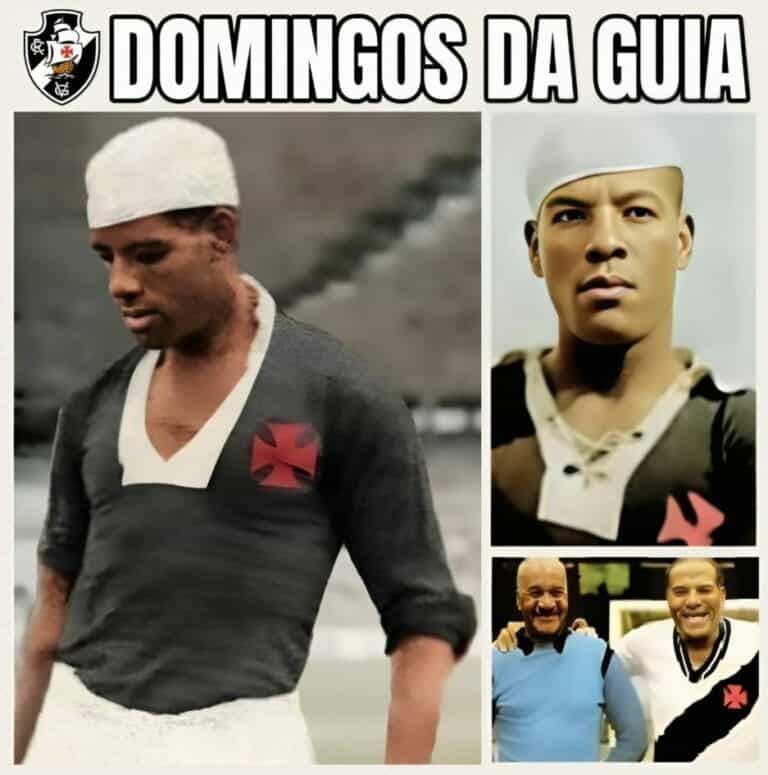 Vasco da Gama em uniforme com brasão preto e branco.