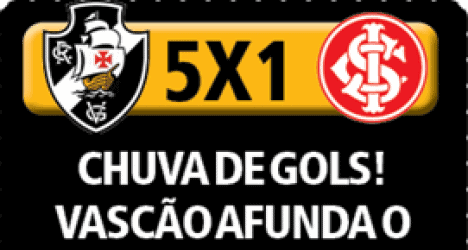 Imagem mostra marcação de jogo Vasco 5x1 Flamengo, celebrando gols e vitória. Fundo preto e amarelo, com logotipos dos times.