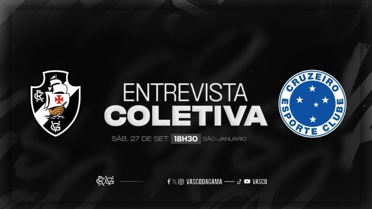 Bandeira do Vasco e do Cruzeiro, anúncio de entrevista coletiva.
