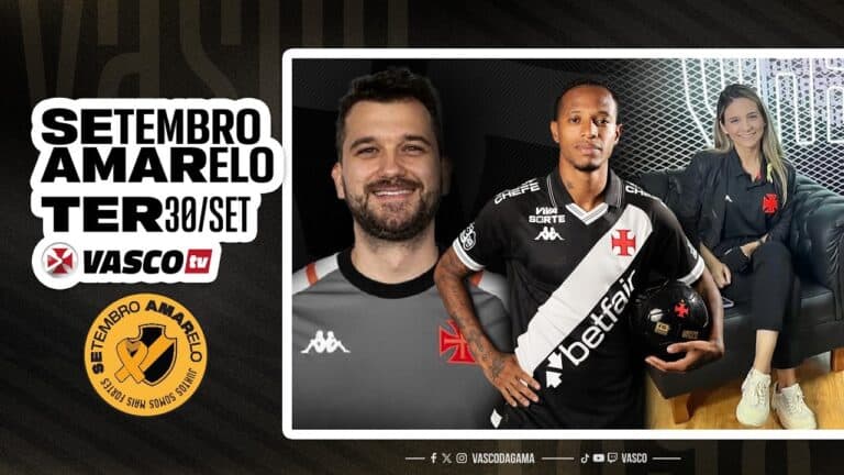 Jogadores do Vasco em entrevista e campanha promocional.