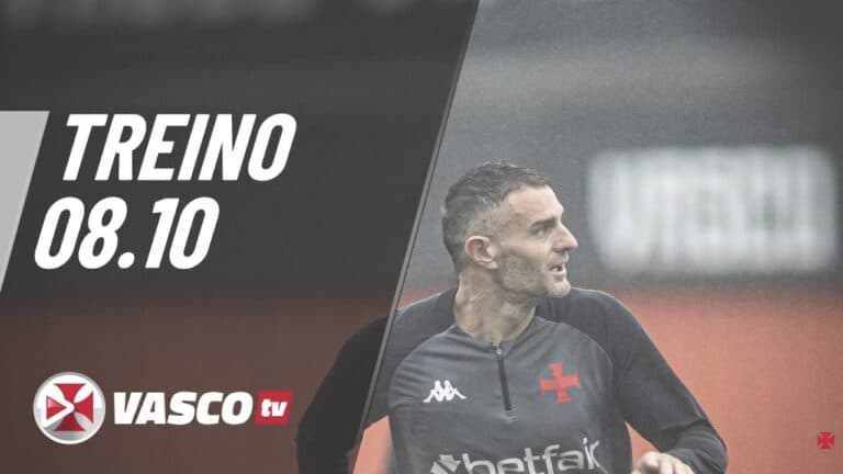 Treino Vasco, jogador em campo, treino físico, Vasco TV, preparação para partida.