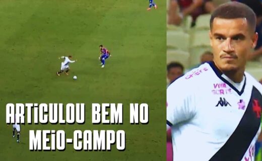 Imagem de jogo de futebol no meio-campo com jogadores em ação.