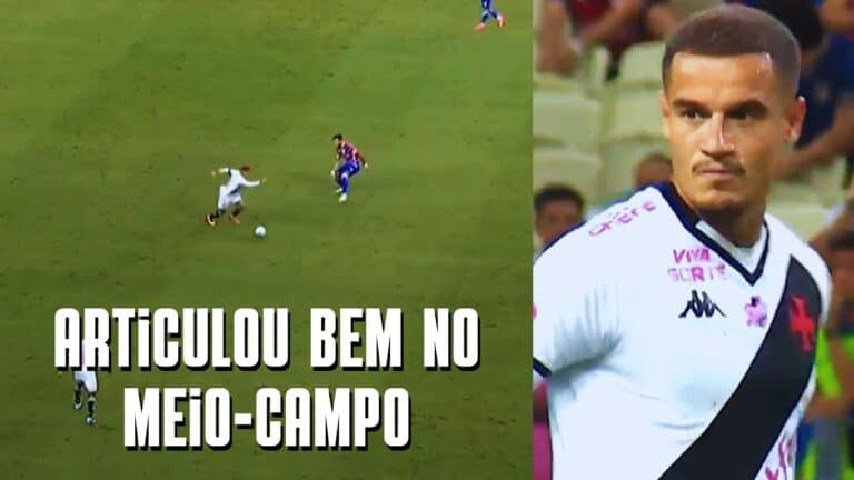 Imagem de jogo de futebol no meio-campo com jogadores em ação.