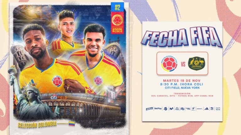 Jogadores da seleção colombiana sorrindo com uniformes amarelos.