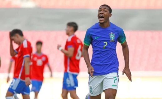 Rayan marcou dois gols pela Seleção Brasileira Sub-17