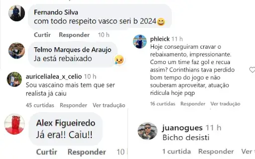 Vascaínos não acreditam na permanência na Série A